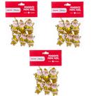Mini Papai Noel Pendente Árvore Natal Dourado 5cm 18 Peças Enfeite Natalino