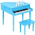 Mini piano de cauda de madeira para crianças Best Choice Products em azul claro