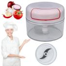 Mini Picador de Cozinha Para Alho Cebola Cebolinha Ervas de Puxar Cordinha Tritura Manual 2 Lâminas Inox
