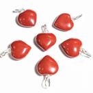 Mini Pingente Coração Pedra Jaspe Vermelho Prata 15mm - Atacado