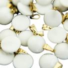 Mini Pingente Disco de Dolomita Branca Natural com Pino Dourado - Atacado