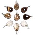 Mini Pingente Gota de Quartzo Fumê Natural com Pino em Prata 950 - Atacado