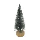Mini Pinheiro Decorativo Prata Base Tronco Madeira 16cm - Art Christmas