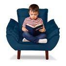 Mini Poltrona Cadeira Infantil de Criança Suede Azul Marinho Pés Palito