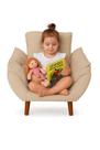 Mini Poltrona Cadeira Infantil de Criança Suede Bege Pés Palito