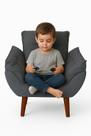 Mini Poltrona Cadeira Infantil de Criança Suede Cinza Escuro Pés Palito