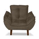 Mini Poltrona Cadeira Infantil de Criança Suede Marrom Pés Palito