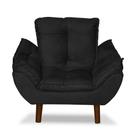 Mini Poltrona Cadeira Infantil de Criança Suede Preto Pés Palito