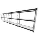 Mini porta pallet 200 kg por nivel inicial +3 continuação com 3 niveis preto com MDF Branco Mini porta pallet 200 kg por nivel inicial +3 continuação com 3 niveis preto com MDF Branco