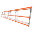 Mini porta pallet 200 kg por nivel inicial +4 continuação com 3 niveis laranja com MDF Branco Mini porta pallet 200 kg por nivel inicial +4 continuação com 3 niveis laranja com MDF Branco