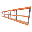 Mini porta pallet 200 kg por nivel inicial +4 continuação com 3 niveis laranja com MDF Cru