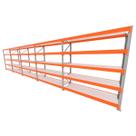 Mini porta pallet 200 kg por nivel inicial +4 continuação com 5 niveis laranja com MDF Branco Mini porta pallet 200 kg por nivel inicial +4 continuação com 5 niveis laranja com MDF Branco