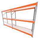Mini porta pallet 200 kg por nivel inicial + continuação com 3 niveis laranja com MDF Branco Mini porta pallet 200 kg por nivel inicial + continuação com 3 niveis laranja com MDF Branco