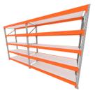 Mini porta pallet 200 kg por nivel inicial + continuação com 5 niveis laranja com MDF Branco Mini porta pallet 200 kg por nivel inicial + continuação com 5 niveis laranja com MDF Branco