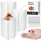 Mini pratos de sobremesa Yihurlm 30 ml com colheres, pacote com 100 unidades transparentes
