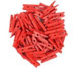 Mini Prendedor de Madeira Vermelho 2,5cm - 50 Unidades