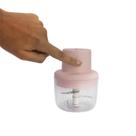 Mini Processador Alimentos Moedor Elétrico Alho S/ Fio Rosa