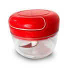 MINI PROCESSADOR DE ALIMENTOS MANUAL DE PLÁSTICO 2 LÂMINAS VERMELHO 8,6x7cm/200ml