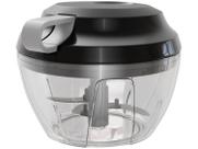 Mini Processador de Alimentos Manual de Plástico 3 Lâminas Premium Preto e Cinza 13,5cm x 9,5cm - Lr