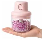 Mini Processador Elétrico de Alimentos Recarregável 250ml 3 Lâminas Pequeno Moderno Triturador Picador Batedor Portátil Cozinha Alho Cebola Almoço