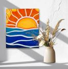 Mini quadro Decorativo de Sol estilizado Pintados a mão em acrílico medindo 30x25cm