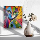 Mini Quadro Top com gatinho colorido pintado a mão para decoração medindo 30x25x2cm