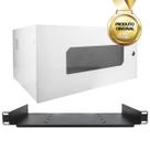 Mini Rack Organizador 5u Branca Dvr Cftv Switch Com Bandeja Preta E Tampa