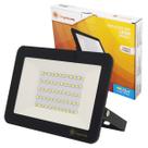 Mini Refletor Preto Led 16,5Cm 100W Bivolt Ip66 Branco Frio