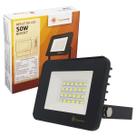 Mini Refletor Preto Led 8,7Cm 50W Bivolt Ip66 Branco Frio