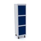 Mini Roupeiro Aço 3 Portas Com Pitao Para Cadeado Azul Delrei - Pandin