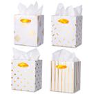 Mini sacolas de presente Plauthus, pacote com 16 pacotes com papel de seda 11x10x7 cm