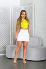 Mini Saia Cargo Feminina Jeans Branco Levanta Bumbum Sem Elastano e Com Bolsos Moda Verão Blogueira