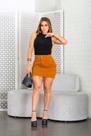Mini Saia Cargo Jeans Caramelo Cintura Alta Feminina Levanta Bumbum 38 ao 48 100 Jeans Sem Lycra