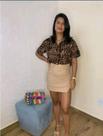 Mini saia P cor creme com fenda