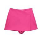 Mini Saia Shorts Assimétrica Preta de Cintura Alta - Moda Primavera/Outono