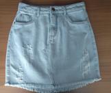 Mini saia tam. 36 jeans claro