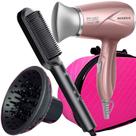 Mini Secador De Cabelo Mondial 1200w Ion Dobrável Viagem Rosa Sm14 Difusor Cachos Escova 2 Em 1 Marca Prosper Hq Bivolt Com Maleta