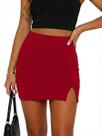 Mini Skort GuuFeu Y2K preta com fenda lateral de cintura alta para mulheres