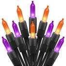 Mini String Lights Brightown Halloween 13 pés e 50 unidades x 2 laranja e roxo