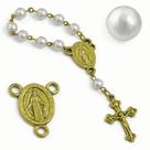 Mini Terço 5mm Pérola Branco Dourado Terço de Dedo Mini Terço 5mm Pérola Branco Dourado Terço de Dedo