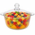 Mini Tigela de Vidro Canelado 750ml com Tampa 15cm Mini Tigela de Vidro Canelado 750ml com Tampa 15cm