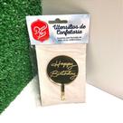 Mini Topo em Acrílico Dourado para Bolo - Tema Happy Birthday