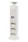 Mini Torre De Tomada Embutir 3 Elétricas 10A + USB-C Branca
