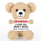 Mini urso de crochê WELLBANEE 9x7x7 cm, presente para vovó