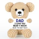 Mini urso de crochê WELLBANEE, presente para papai, 9x7x7 cm