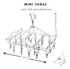 Mini Varal De Inox 20 Prendedores Modelo Retangular 100% Inox