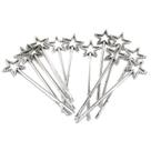 Mini Varinhas de Estrelas com Lantejoulas Prateadas - Pacote com 12 Unidades