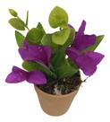Mini Vaso Decorativo C/ Flor Primavera Artificial Realista Roxo