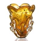 Mini Vaso Em Cristal Murano Aspente Âmbar Cristais São Marcos