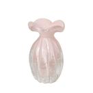 Mini Vaso Murano Frufru Rose Quartzo Cristais São Marcos